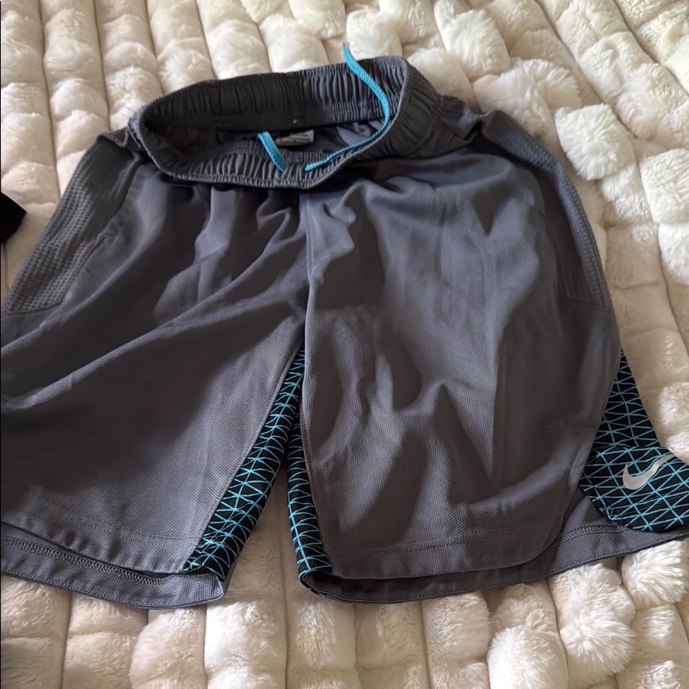 Nike Charcoal Shorts with Teal Highlights